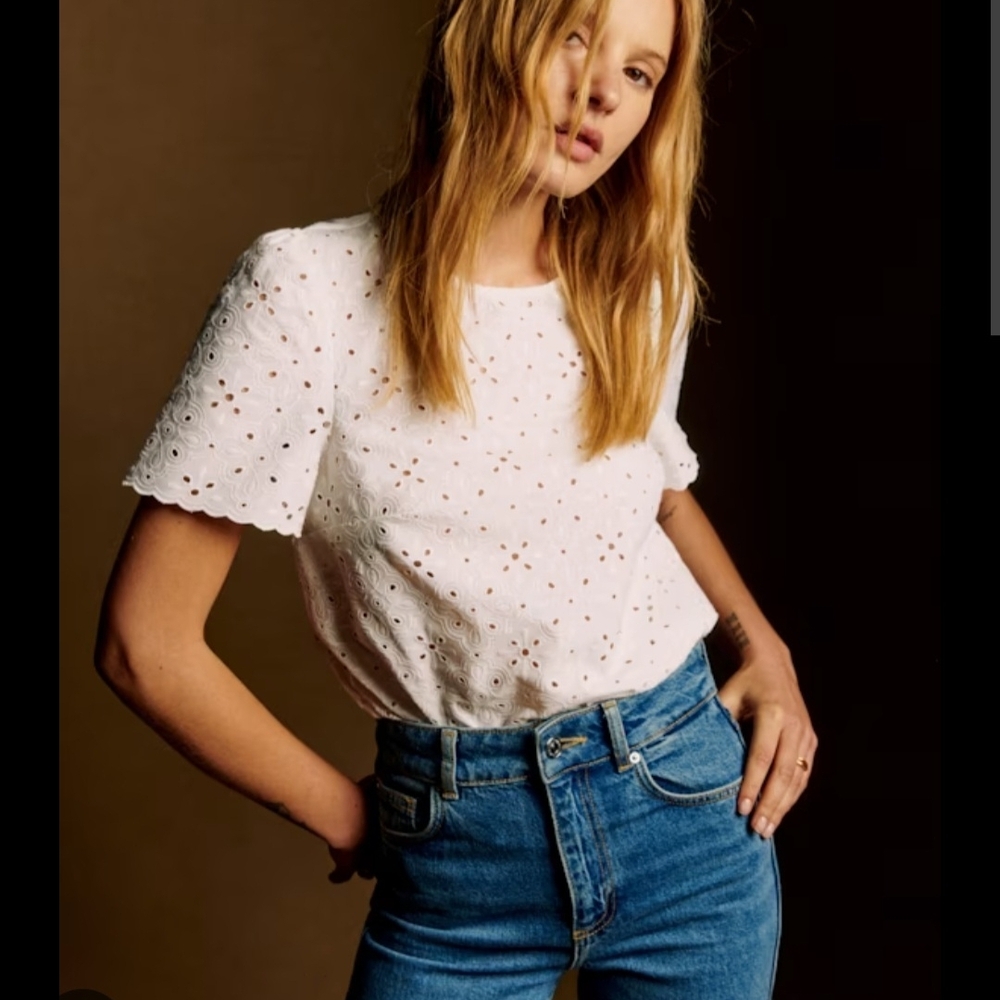 Sezane Annabelle Top Cream White Size 10